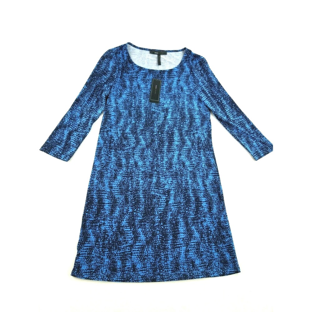 BCBGMAXAZRIA Pacific Blue Abstract Print A-Line Dress FJX6240720 S